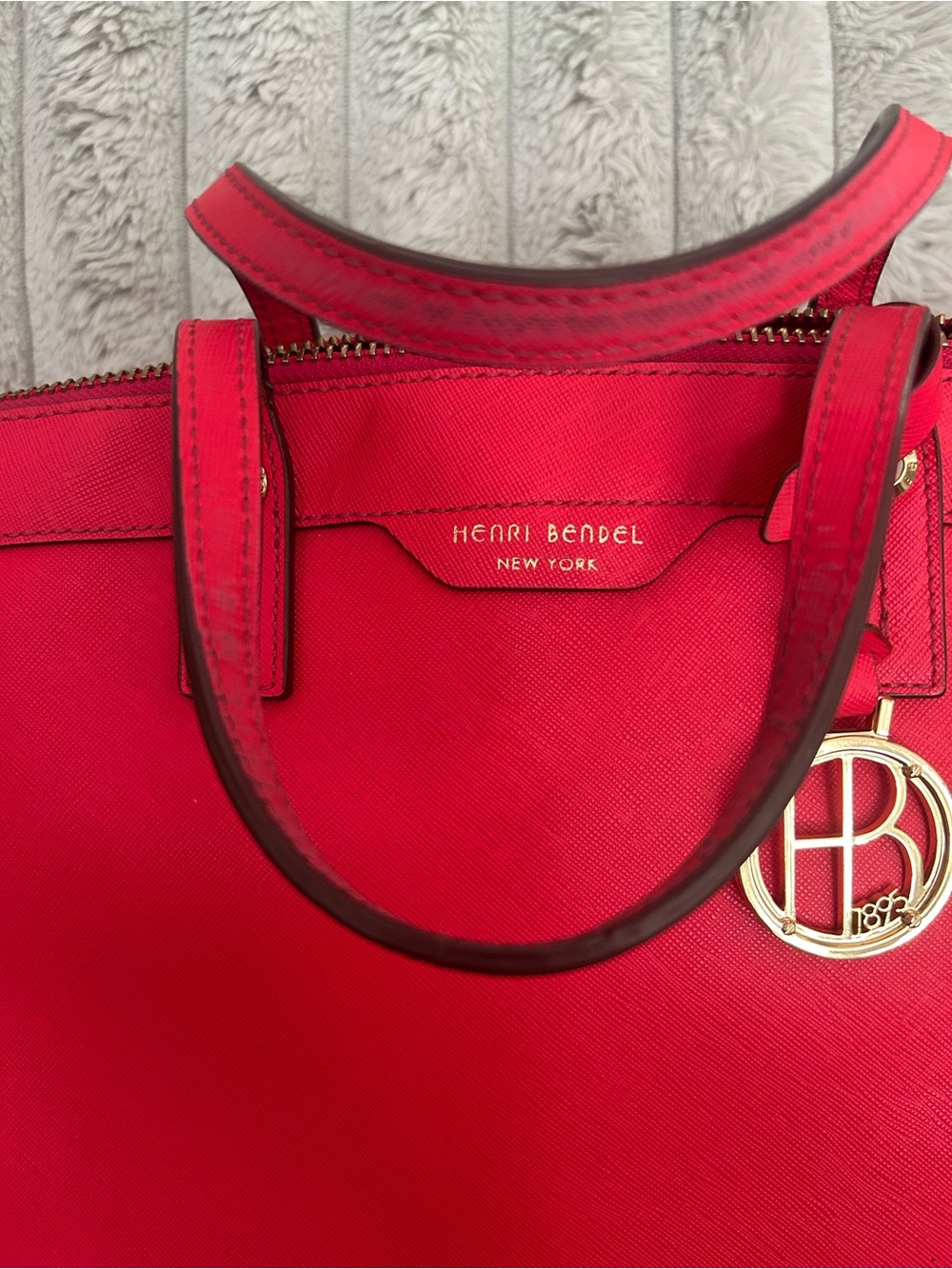 henri bendel pink/reddish Tote with Gold Charm and Strap - Picture 2 of 12